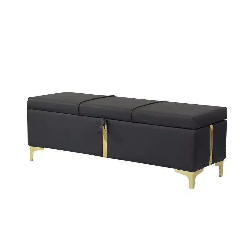 TUYOHW Banc de rangement rembourré élégant, banc ottoman de bout de lit de 120 cm avec pieds en métal, ottoman pour salon, entrée