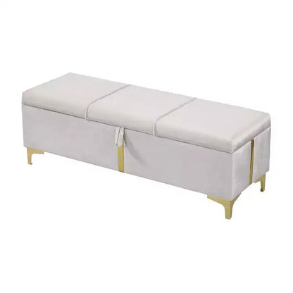 TUYOHW Banc de rangement rembourré élégant, banc ottoman de bout de lit de 120 cm avec pieds en métal, ottoman pour salon, entrée