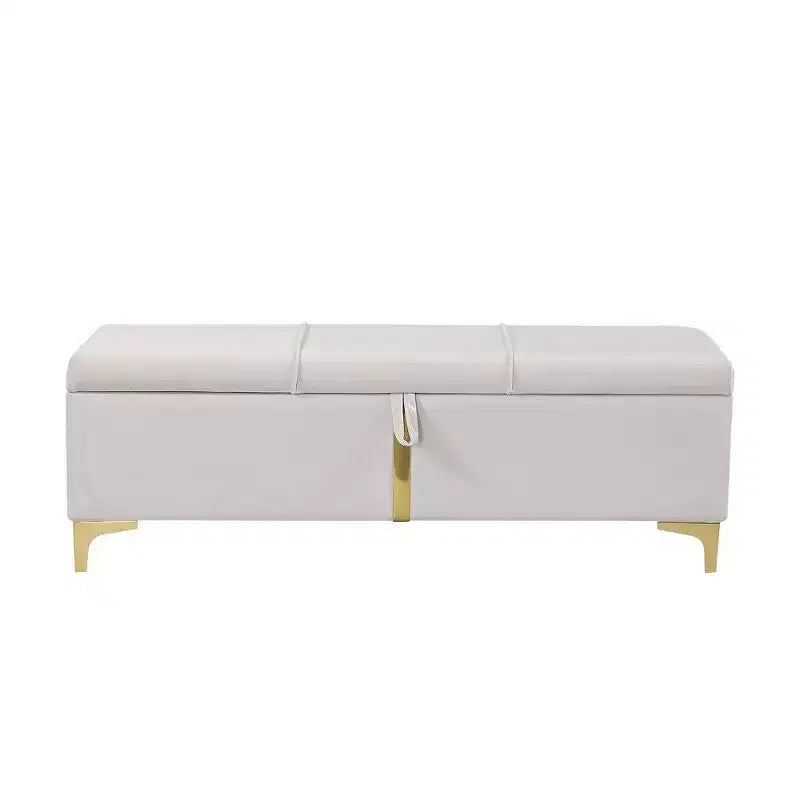 TUYOHW Banc de rangement rembourré élégant, banc ottoman de bout de lit de 120 cm avec pieds en métal, ottoman pour salon, entrée