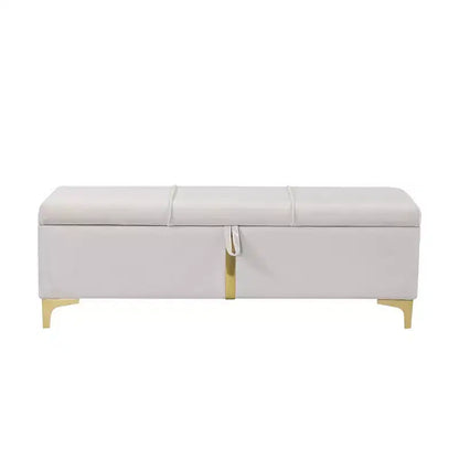 TUYOHW Banc de rangement rembourré élégant, banc ottoman de bout de lit de 120 cm avec pieds en métal, ottoman pour salon, entrée