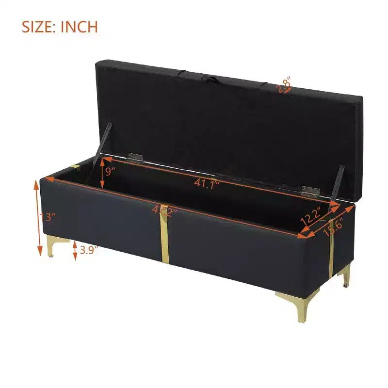 TUYOHW Banc de rangement rembourré élégant, banc ottoman de bout de lit de 120 cm avec pieds en métal, ottoman pour salon, entrée