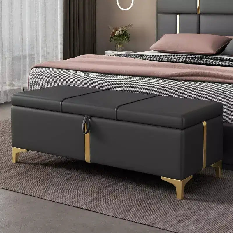TUYOHW Elegant Upholstered Storage Bench,47.2 End of Bed Ottoman Bench with Metal Legs,Ottoman for Living Room,Entryway
