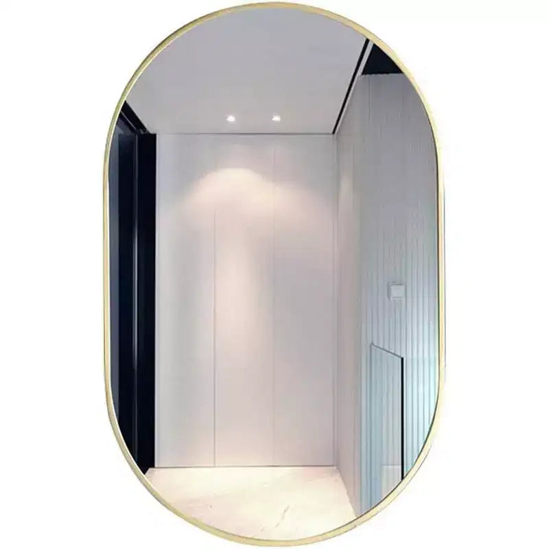 TUYOHW Miroir de salle de bain mural de 50,8 x 83,8 cm, miroir de courtoisie mural ovale moderne avec cadre en métal pour salle de bain, chambre à coucher