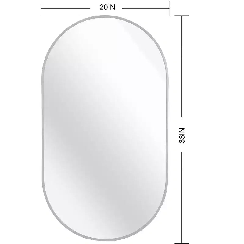 TUYOHW Miroir de salle de bain mural de 50,8 x 83,8 cm, miroir de courtoisie mural ovale moderne avec cadre en métal pour salle de bain, chambre à coucher