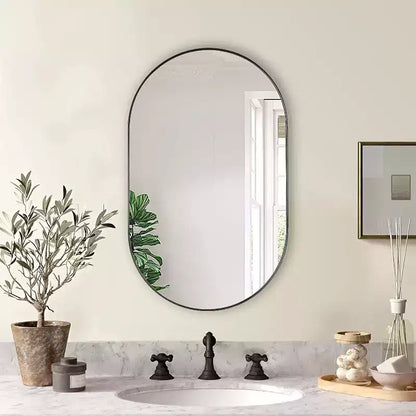 TUYOHW Miroir de salle de bain mural de 50,8 x 83,8 cm, miroir de courtoisie mural ovale moderne avec cadre en métal pour salle de bain, chambre à coucher