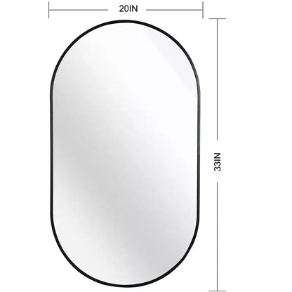 TUYOHW Miroir de salle de bain mural de 50,8 x 83,8 cm, miroir de courtoisie mural ovale moderne avec cadre en métal pour salle de bain, chambre à coucher