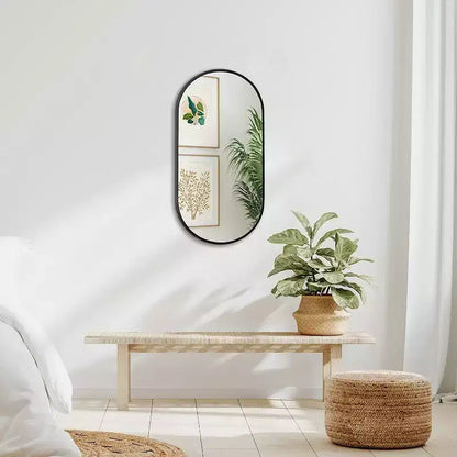 TUYOHW Miroir de salle de bain mural de 50,8 x 83,8 cm, miroir de courtoisie mural ovale moderne avec cadre en métal pour salle de bain, chambre à coucher