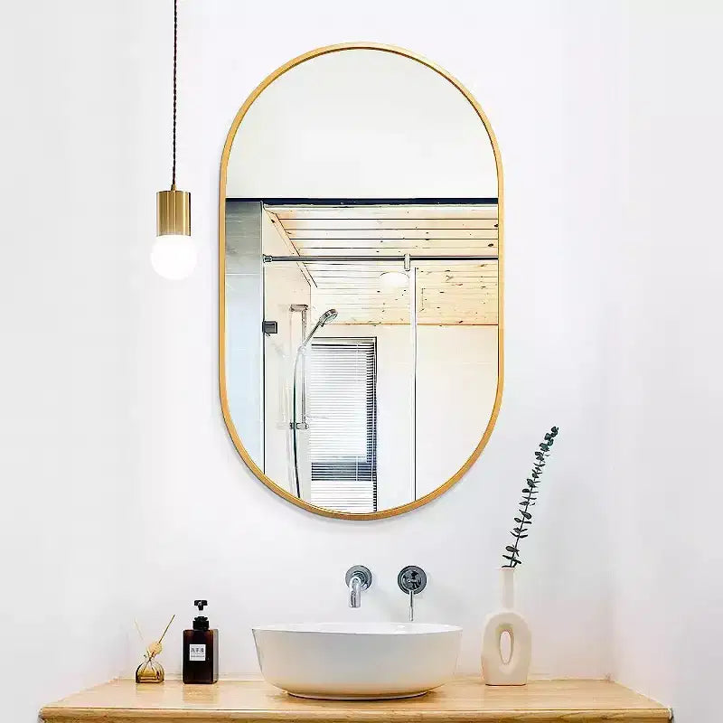 TUYOHW Miroir de salle de bain mural de 50,8 x 83,8 cm, miroir de courtoisie mural ovale moderne avec cadre en métal pour salle de bain, chambre à coucher