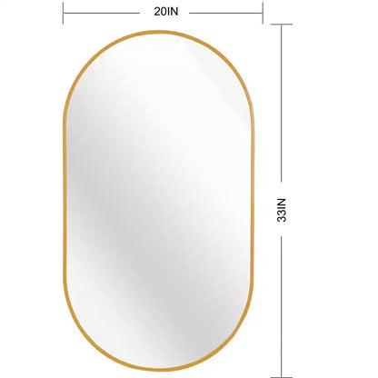 TUYOHW Miroir de salle de bain mural de 50,8 x 83,8 cm, miroir de courtoisie mural ovale moderne avec cadre en métal pour salle de bain, chambre à coucher