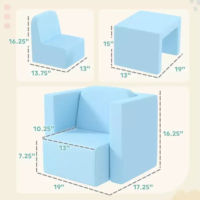 Ensemble table et chaises convertible 2-en-1 pour garçons et filles