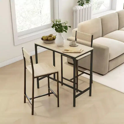 Ensemble table et chaises de bar 3 pièces, petite table et chaises de cuisine, table à manger carrée avec 2 tabourets et noir