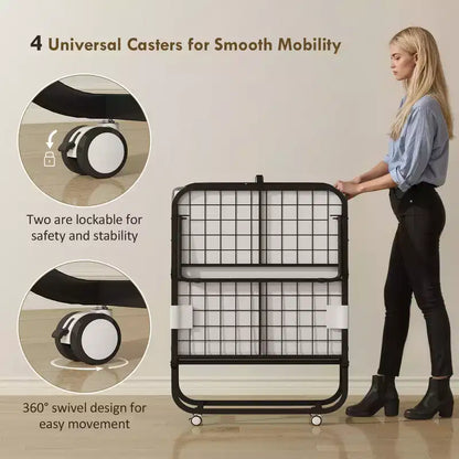 Lit Pliant avec Matelas pour Adultes, Lit Simple, Lit Pliable Portable avec Matelas en Mousse à Mémoire de Forme et Cadre en Acier