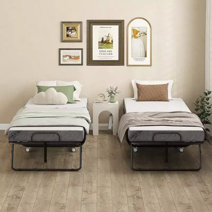 Lit Pliant avec Matelas pour Adultes, Lit Simple, Lit Pliable Portable avec Matelas en Mousse à Mémoire de Forme et Cadre en Acier