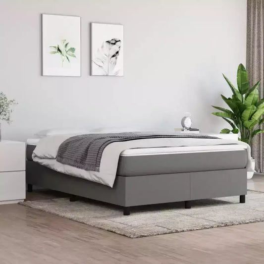 Bed Frame Dark grey 100% polyester fabric, plywood, engineered wood