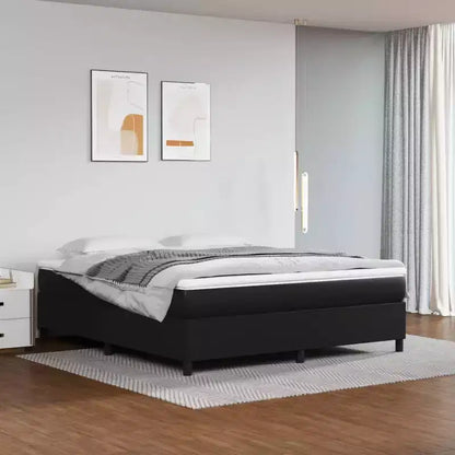 Bed Frame Black Faux leather, plywood, engineered wood King