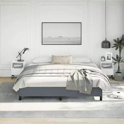 Cadre de lit Velours gris foncé (100 % polyester), contreplaqué, bois d'ingénierie