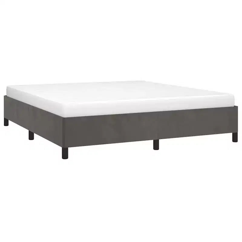 Cadre de lit Velours gris foncé (100 % polyester), contreplaqué, bois d'ingénierie