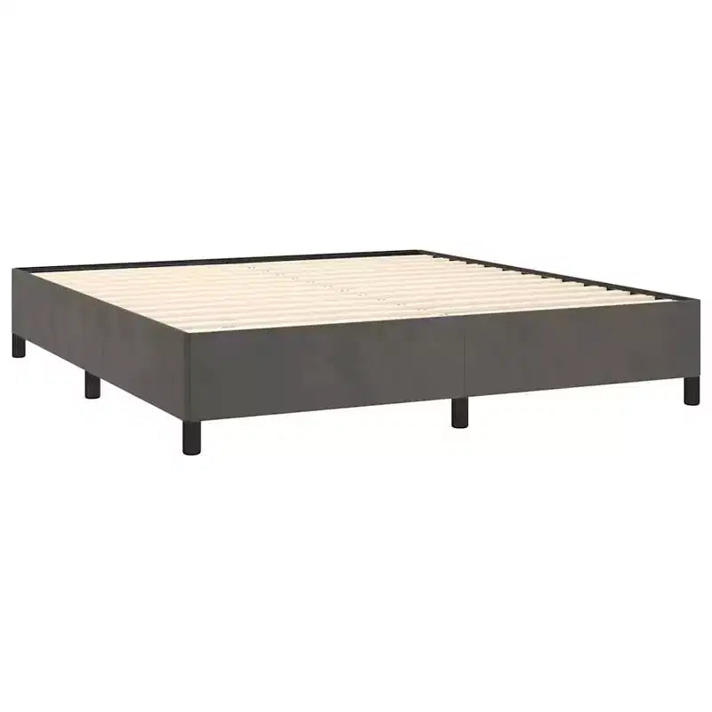 Cadre de lit Velours gris foncé (100 % polyester), contreplaqué, bois d'ingénierie