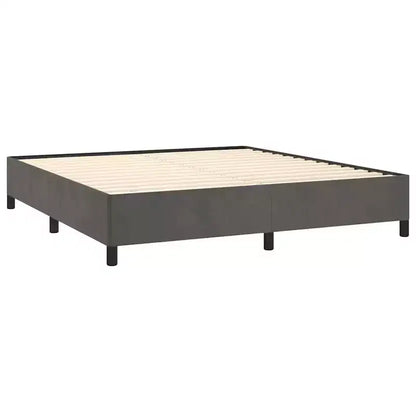Cadre de lit Velours gris foncé (100 % polyester), contreplaqué, bois d'ingénierie