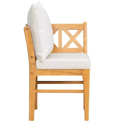 Homy Casa Lot de 2 chaises de salle à manger en bois avec coussin, chêne naturel, beige