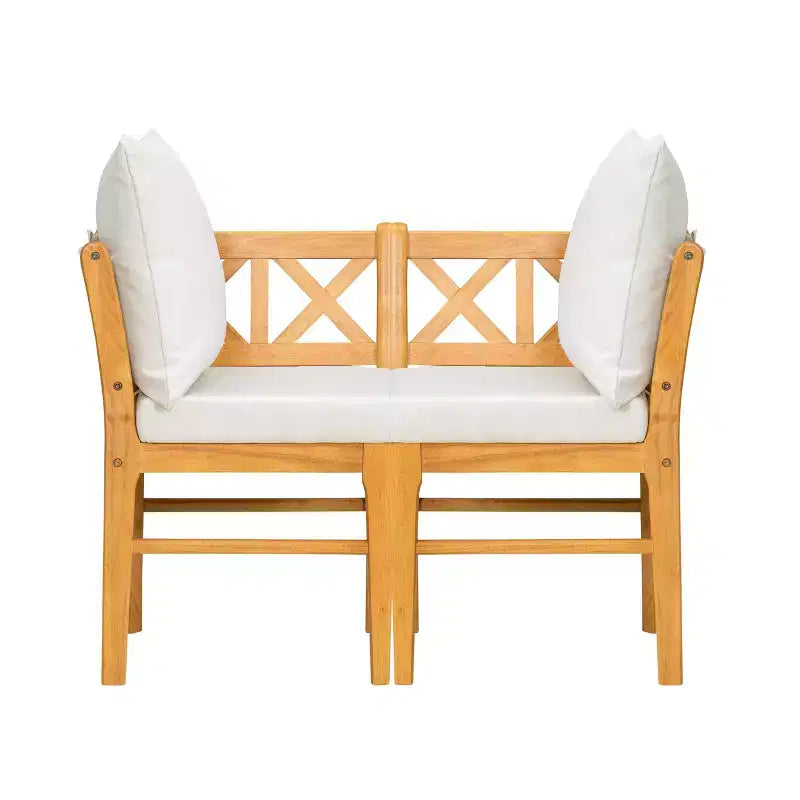 Homy Casa Lot de 2 chaises de salle à manger en bois avec coussin, chêne naturel, beige