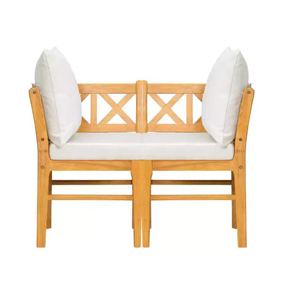 Homy Casa Lot de 2 chaises de salle à manger en bois avec coussin, chêne naturel, beige
