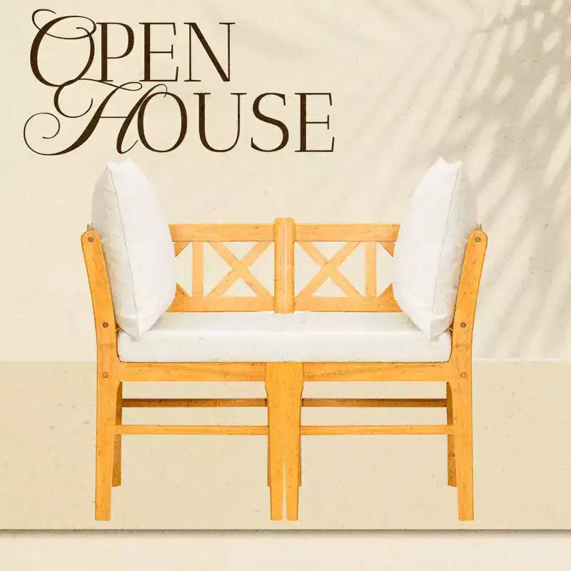 Homy Casa Lot de 2 chaises de salle à manger en bois avec coussin, chêne naturel, beige