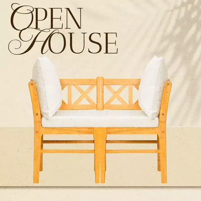 Homy Casa Lot de 2 chaises de salle à manger en bois avec coussin, chêne naturel, beige
