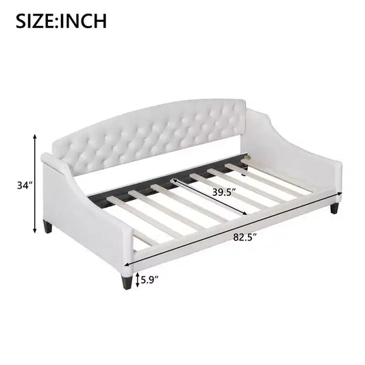 Lit de repos capitonné moderne de luxe à boutons Luxystar pour chambre à coucher et chambre d'amis, taille double