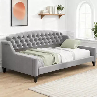 Lit de repos capitonné moderne de luxe à boutons Luxystar pour chambre à coucher et chambre d'amis, taille double