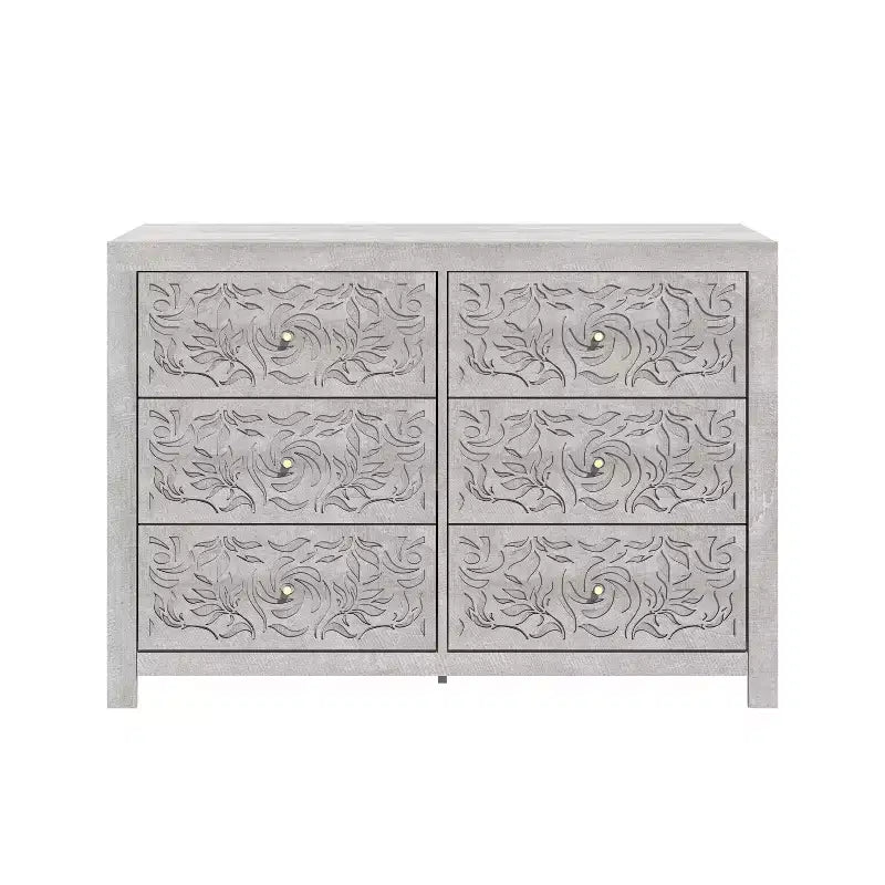Galano Carved Wood 6-Drawer Dresser 45.4 W  15.7 D  32.0 H