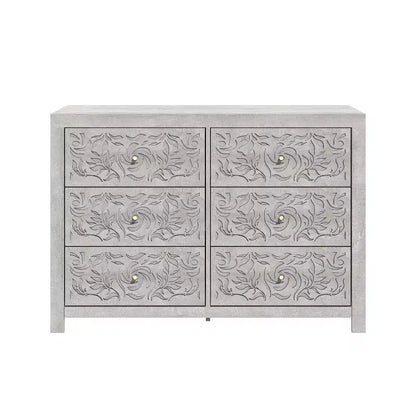 Galano Carved Wood 6-Drawer Dresser 45.4 W  15.7 D  32.0 H