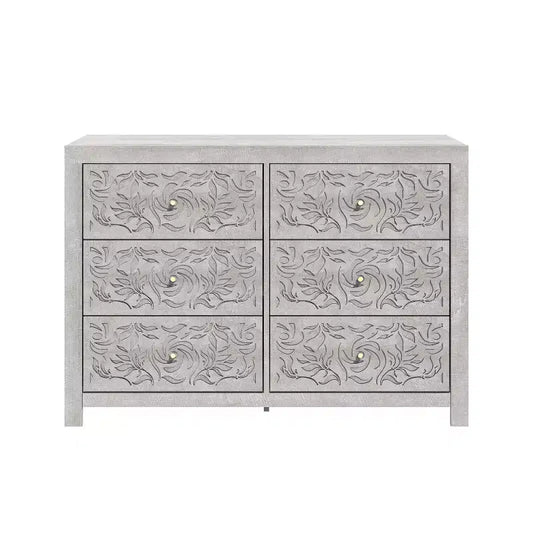 Galano Carved Wood 6-Drawer Dresser 45.4 W  15.7 D  32.0 H