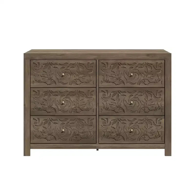 Commode Galano en bois sculpté à 6 tiroirs 45,4 L  15,7 P  32,0 H