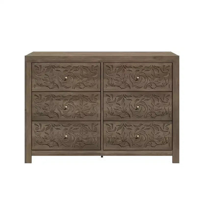 Commode Galano en bois sculpté à 6 tiroirs 45,4 L  15,7 P  32,0 H