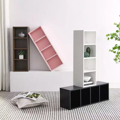 Okak 8 niveaux Haute bibliothèque d'angle, étagère de présentation en bois, étagère de rangement ouverte pour bureau, salon
