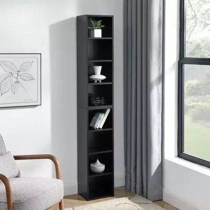 Okak 8 Tier Tall Tower Bookshelf Corner Organizer,Wooden Display Bookcase Open Storage Rack for Office,Living Room