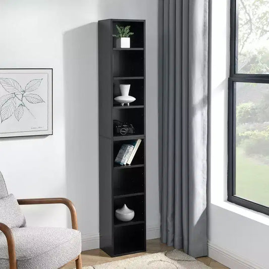 Okak 8 Tier Tall Tower Bookshelf Corner Organizer,Wooden Display Bookcase Open Storage Rack for Office,Living Room