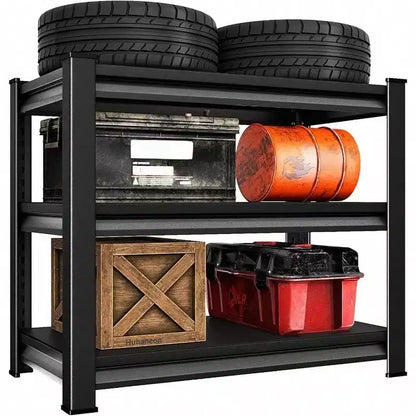 36 Inch Garage Shelves Heavy Duty Steel Metal Adjustable Utility Storage Rack 3 Tier Black 1200Lbs Capacity