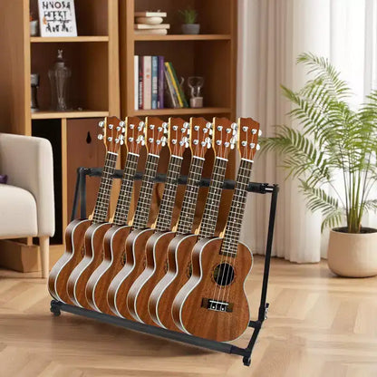 Support de guitare multi-pieds 7 supports pliable Présentoir de guitare avec rembourrage en caoutchouc antidérapant Rangement pour la maison, le groupe, la scène, la basse, l'acoustique
