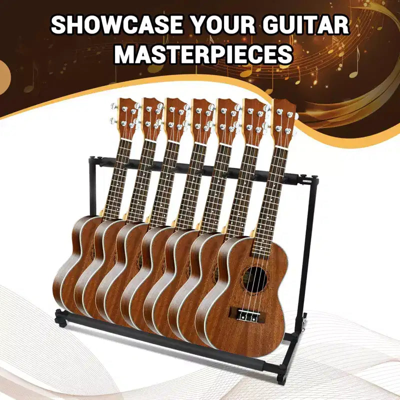 Support de guitare multi-pieds 7 supports pliable Présentoir de guitare avec rembourrage en caoutchouc antidérapant Rangement pour la maison, le groupe, la scène, la basse, l'acoustique