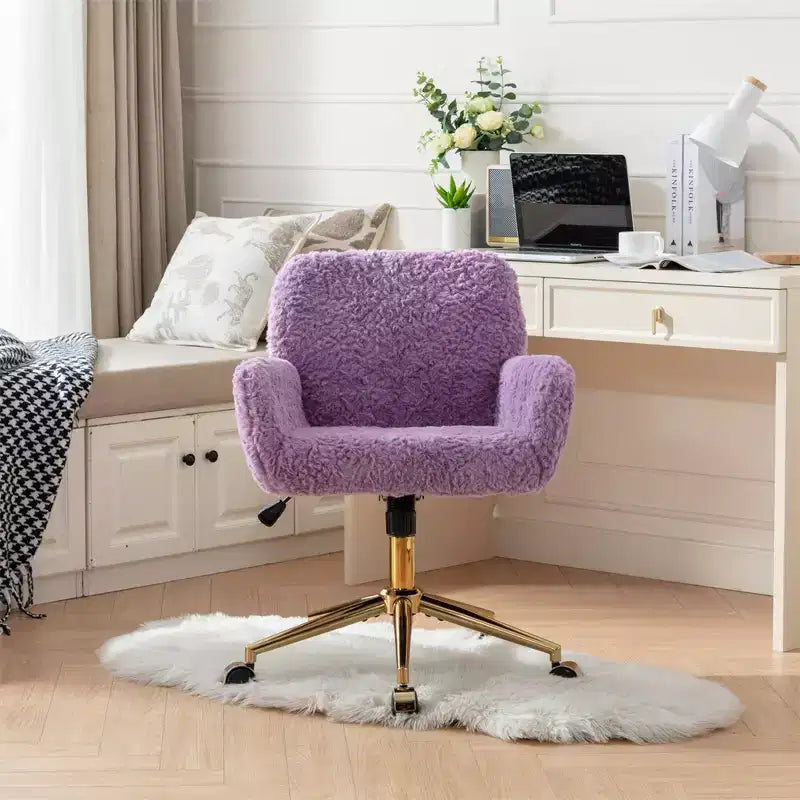 Chaise de bureau moderne, fauteuil de bureau pivotant ergonomique réglable avec accoudoirs rembourrés, chaise de bureau moelleuse à dossier mi-haut pour le salon ou le bureau