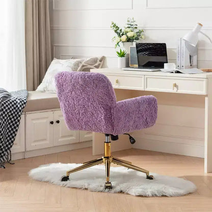 Chaise de bureau moderne, fauteuil de bureau pivotant ergonomique réglable avec accoudoirs rembourrés, chaise de bureau moelleuse à dossier mi-haut pour le salon ou le bureau