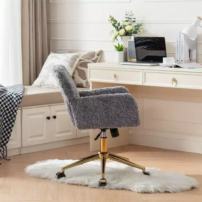 Chaise de bureau moderne, fauteuil de bureau pivotant ergonomique réglable avec accoudoirs rembourrés, chaise de bureau moelleuse à dossier mi-haut pour le salon ou le bureau