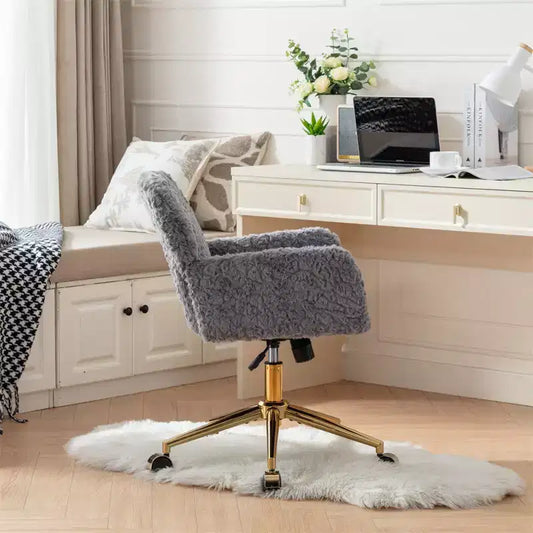 Chaise de bureau moderne, fauteuil de bureau pivotant ergonomique réglable avec accoudoirs rembourrés, chaise de bureau moelleuse à dossier mi-haut pour le salon ou le bureau
