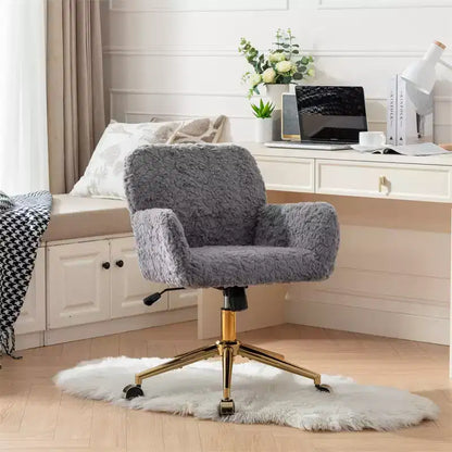 Chaise de bureau moderne, fauteuil de bureau pivotant ergonomique réglable avec accoudoirs rembourrés, chaise de bureau moelleuse à dossier mi-haut pour le salon ou le bureau
