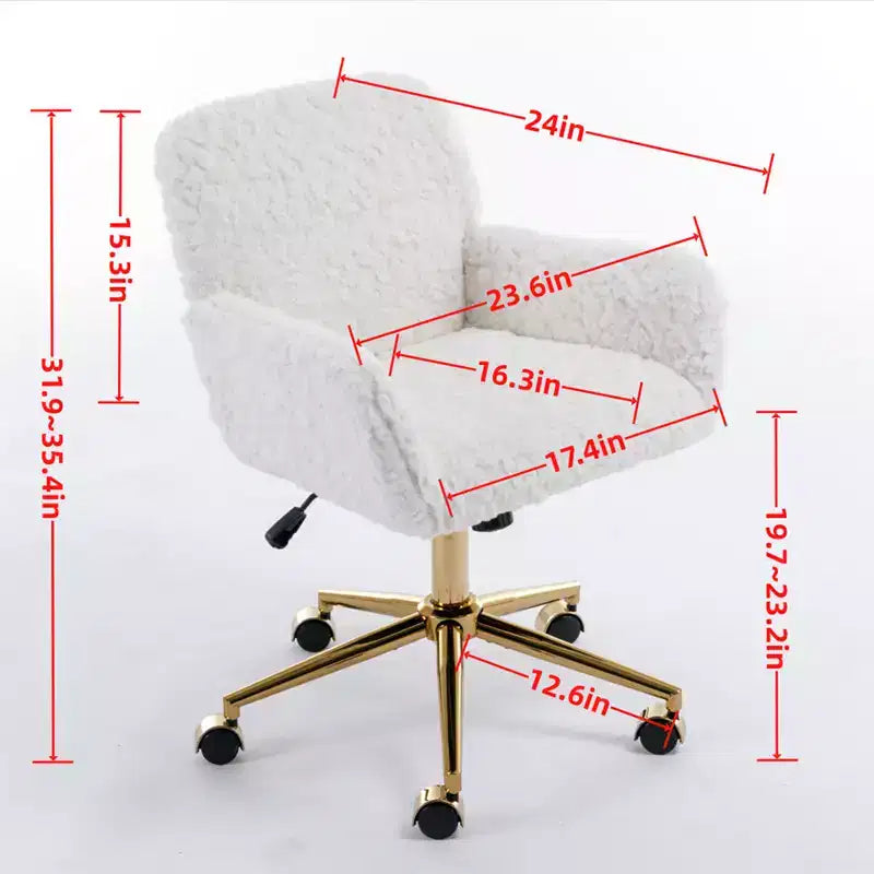 Chaise de bureau moderne, fauteuil de bureau pivotant ergonomique réglable avec accoudoirs rembourrés, chaise de bureau moelleuse à dossier mi-haut pour le salon ou le bureau