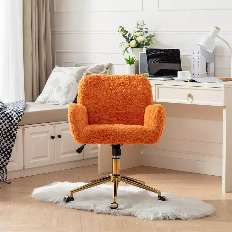 Chaise de bureau moderne, fauteuil de bureau pivotant ergonomique réglable avec accoudoirs rembourrés, chaise de bureau moelleuse à dossier mi-haut pour le salon ou le bureau