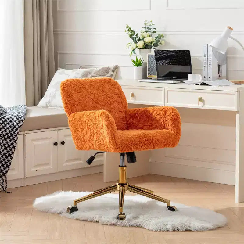 Chaise de bureau moderne, fauteuil de bureau pivotant ergonomique réglable avec accoudoirs rembourrés, chaise de bureau moelleuse à dossier mi-haut pour le salon ou le bureau