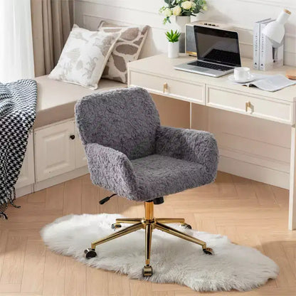 Modern Office Chair, Ergonomic Adjustable Swivel Armchair with Padded Armrests, Mid Back Plush Office Chair for Living Room, or Office